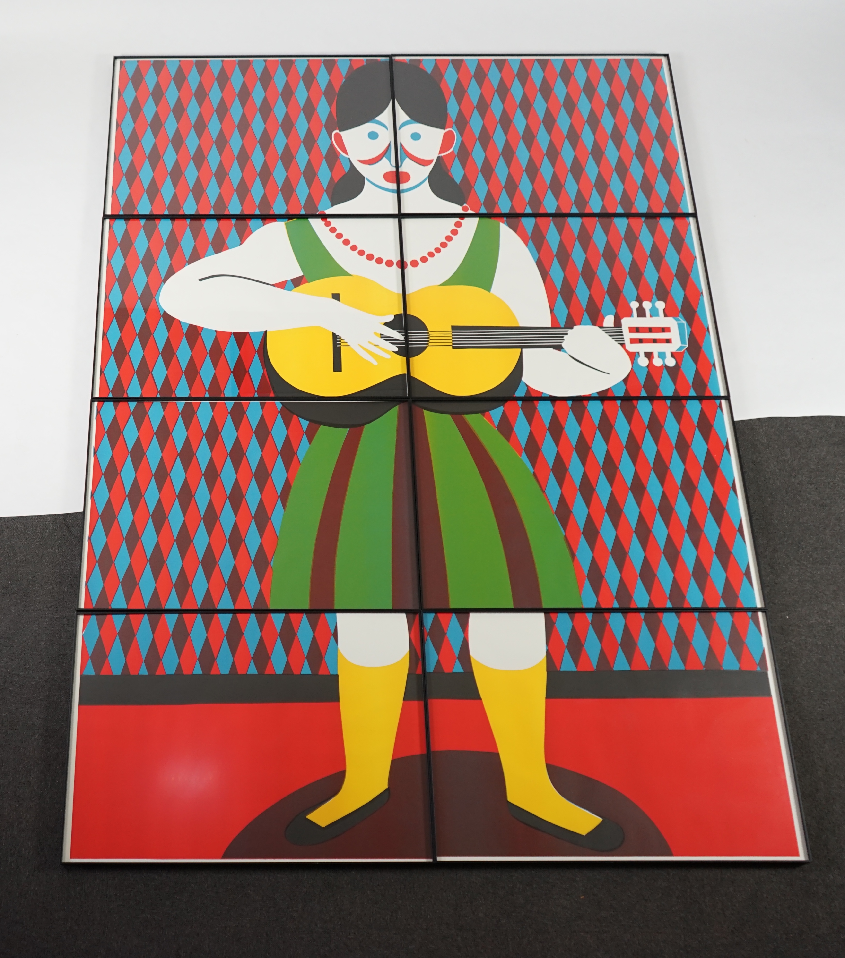 Christoph Ruckhäberle (German, b.1978), Folk musician, set of eight linocuts, comprised of eight panels each 97 x 66cm